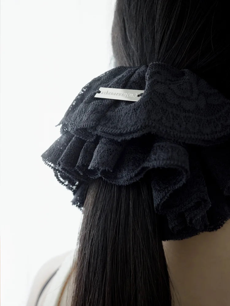 Marie Lace Scrunchies - Black