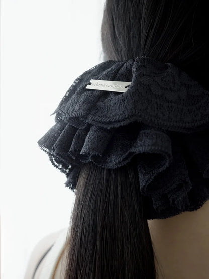 Marie Lace Scrunchies - Black