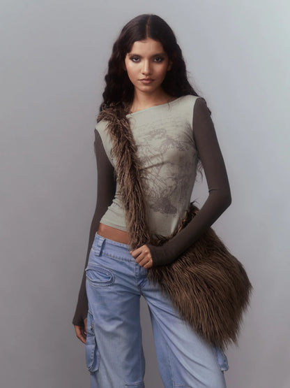 Dolomedes Faux Fur Shoulder Bag [ 2 Colours ]