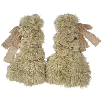 Khaki Lace Faux Fur Leg Warmers
