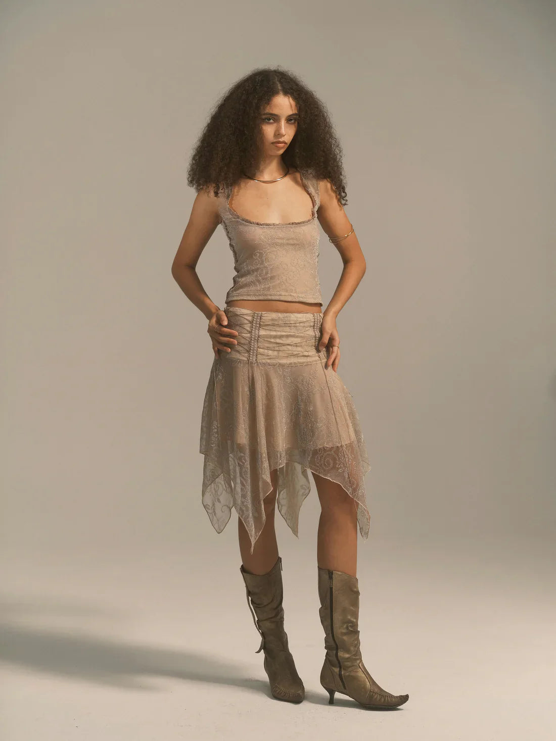 Glittery Lace Trim Tank