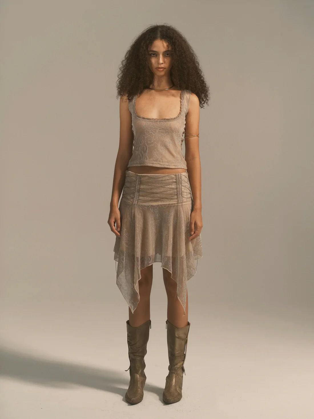 Glittery Lace Trim Tank