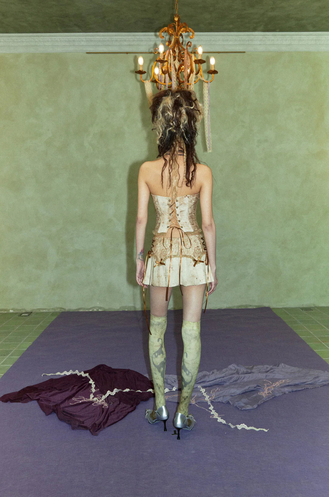 Grungy Lace Patchwork Corset Top