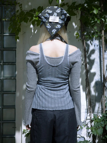 Sophie Lace Trim Tank Top - Indigo