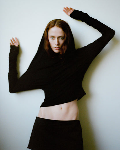 Hooded Banana Top Black