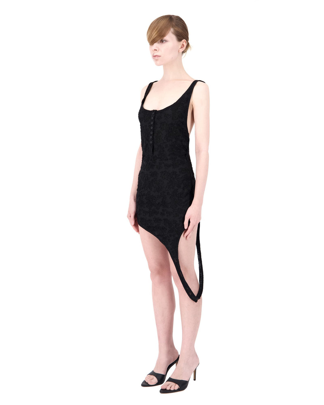 Deep Black Button Dress