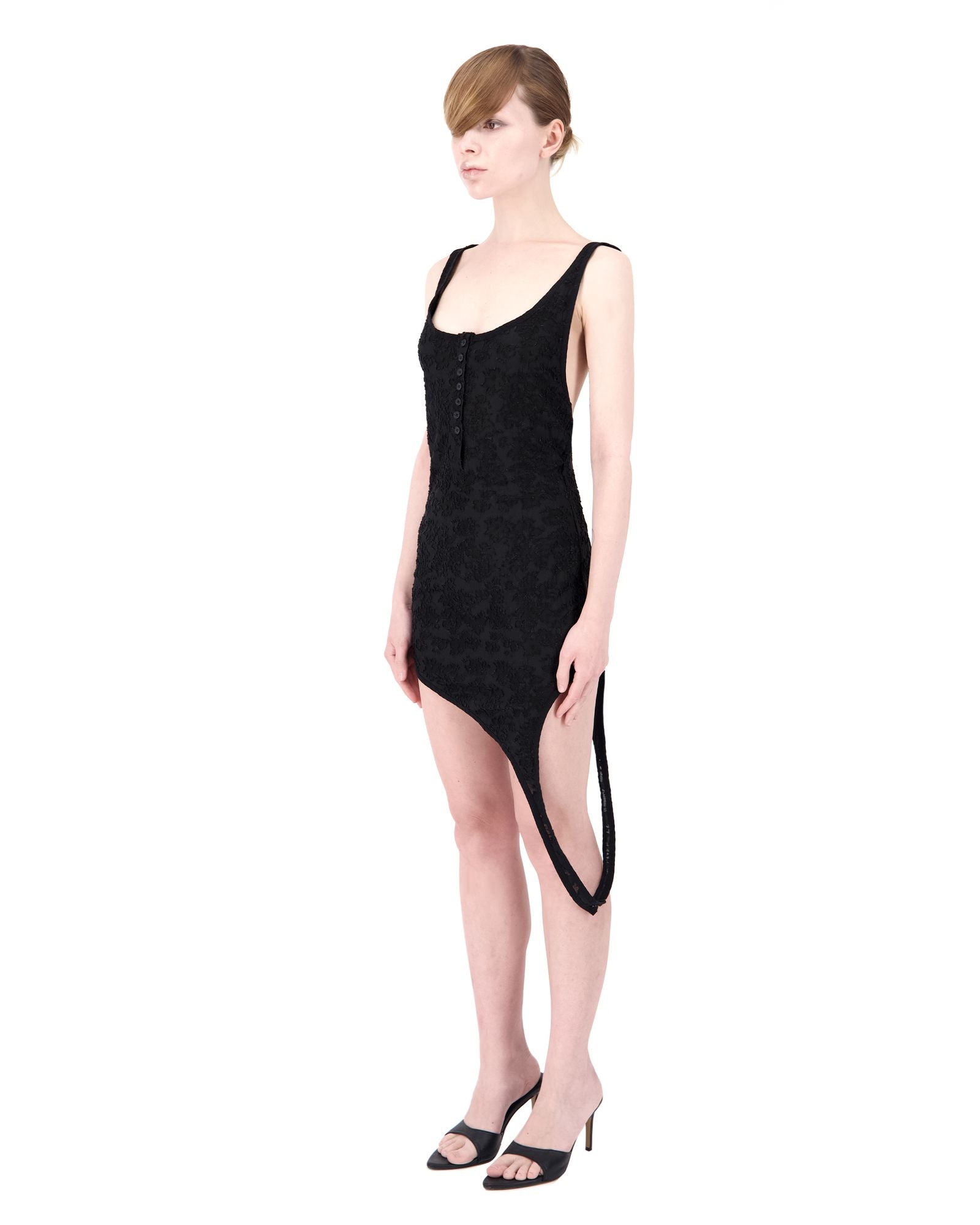Deep Black Button Dress