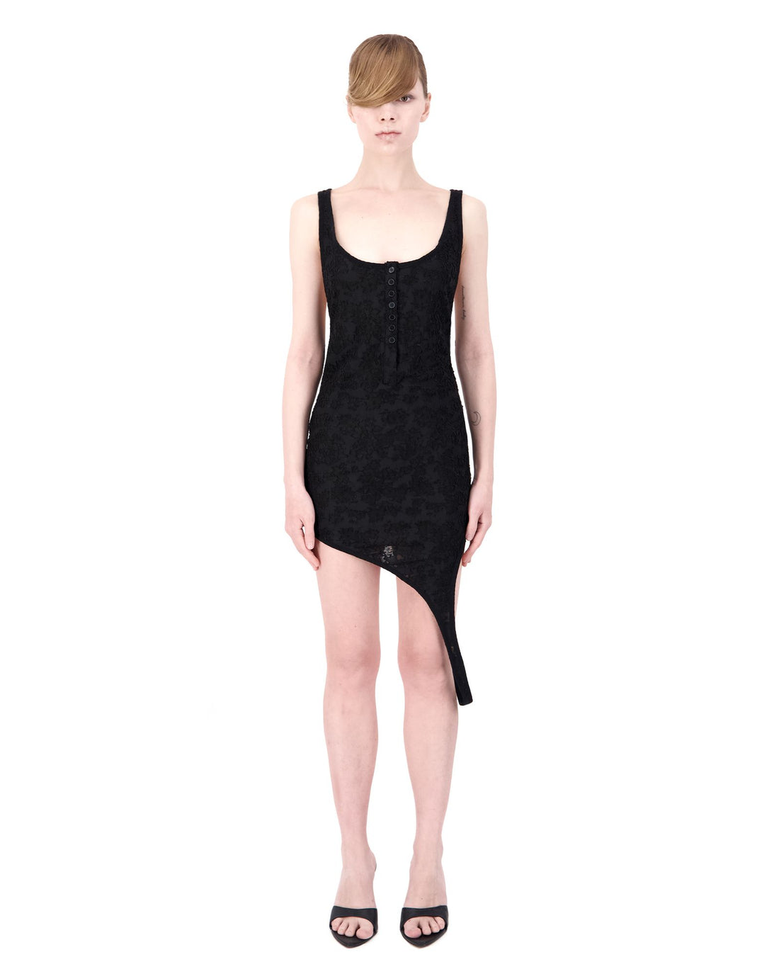Deep Black Button Dress