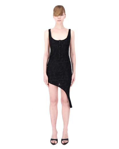 Deep Black Button Dress