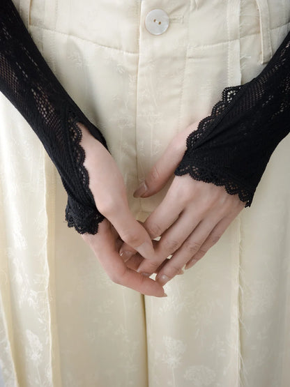 Lena Lace Sleeves Top - Black