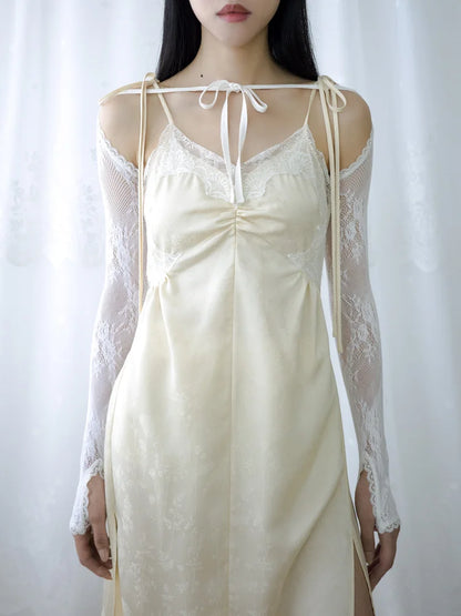 Lena Lace Sleeves Top - White