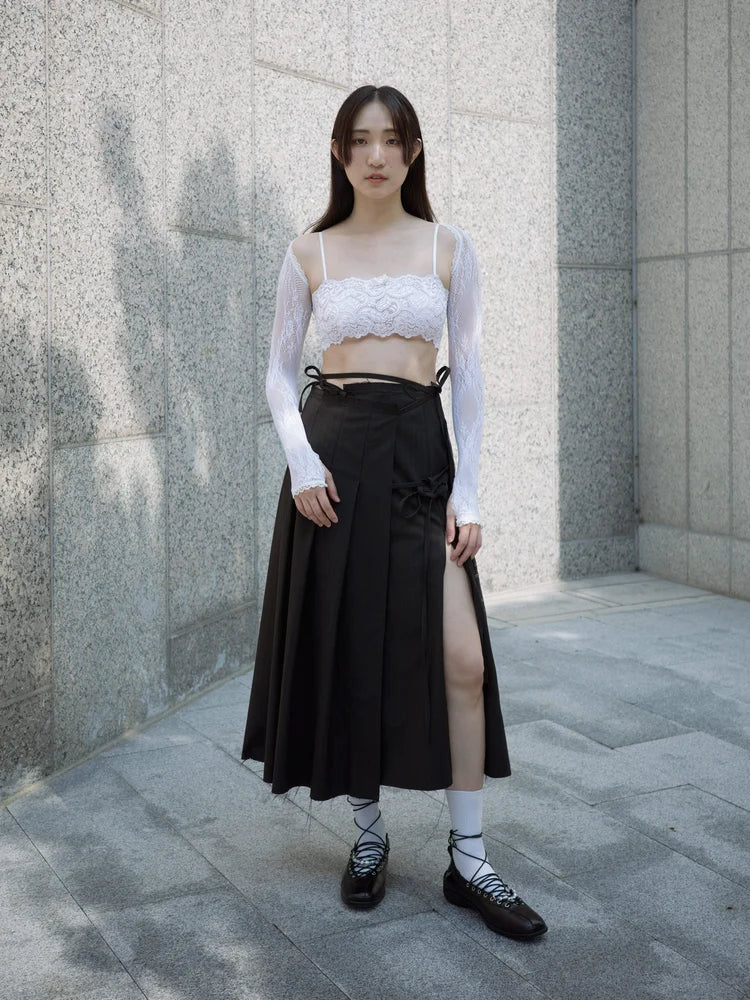 Lena Lace Sleeves Top - White