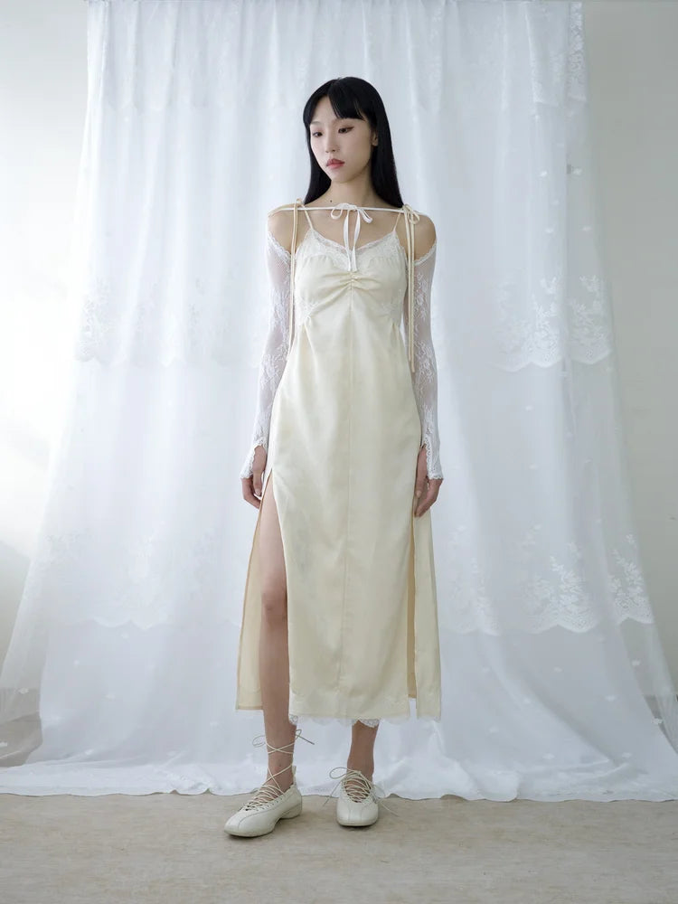 Lena Lace Sleeves Top - White