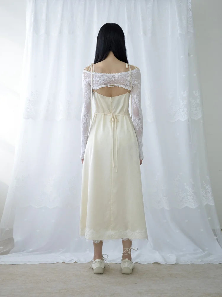 Lena Lace Sleeves Top - White