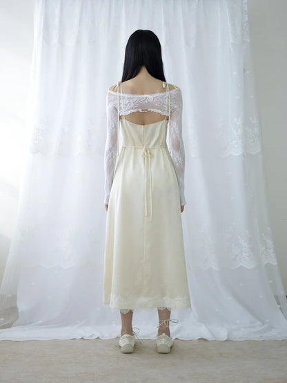 Lena Lace Sleeves Top - White