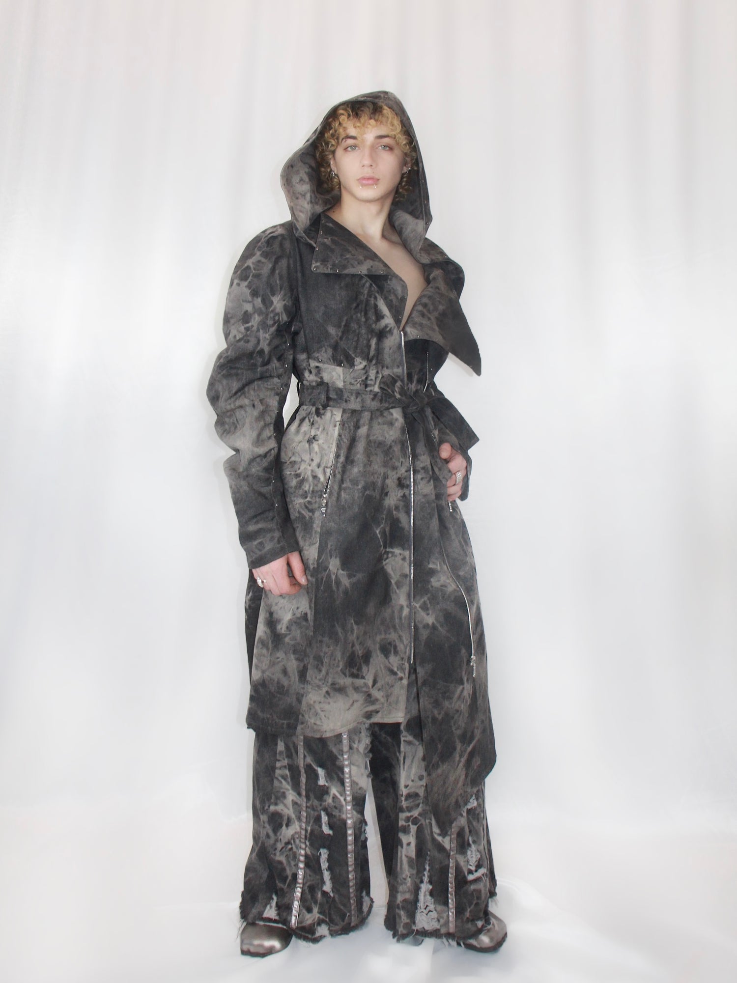 Dark Gray knee length fall jacket