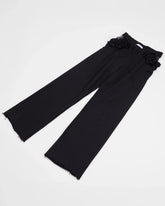 loose fit black joggers with lace and ruching detail