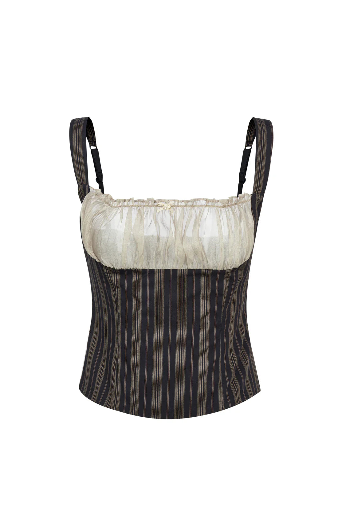 Stripe Pattern Milkmaid Top