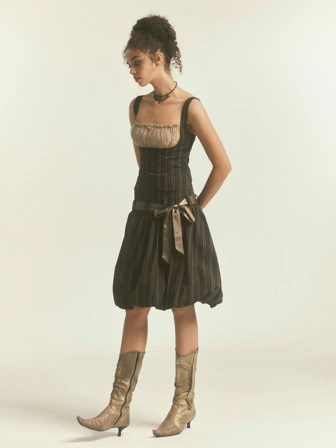 Stripe Pattern Bubble Skirt