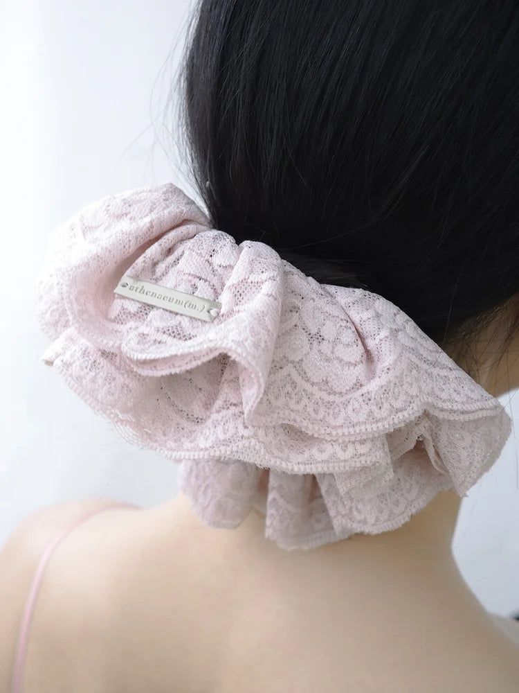 Marie Lace Scrunchies - Pink