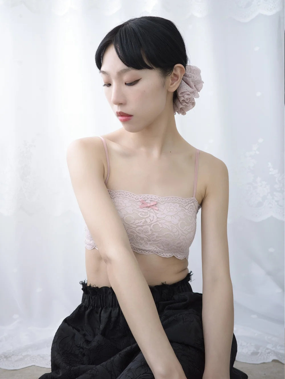 Ruby Lace Crop Top - Pink