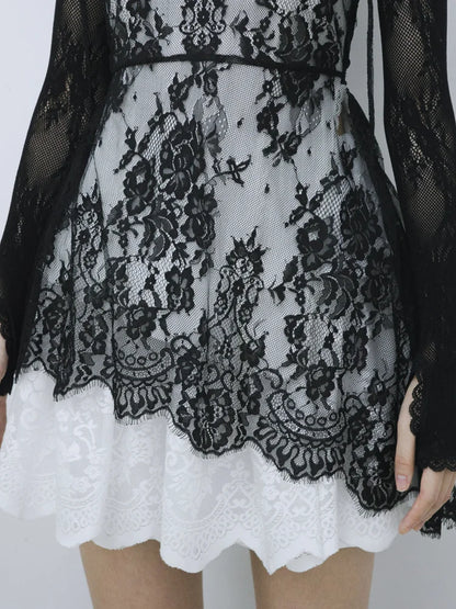 Sia Asymmetric Open-Back Camisole - Black Lace