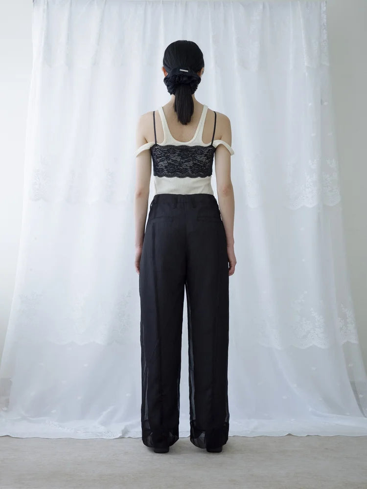 Tia Layered Trousers - Black Chiffon