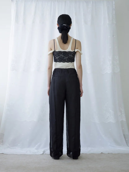 Tia Layered Trousers - Black Chiffon
