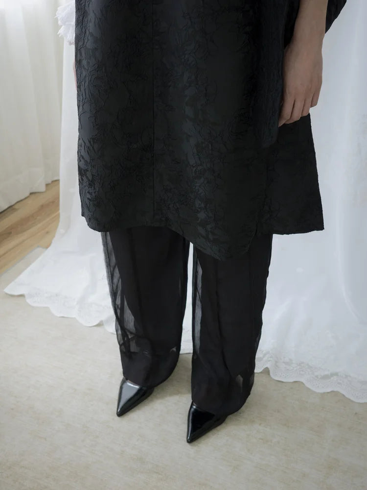 Tia Layered Trousers - Black Chiffon