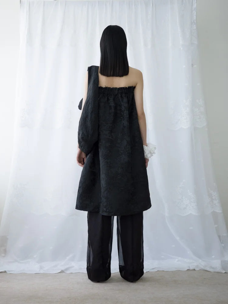 Tia Layered Trousers - Black Chiffon