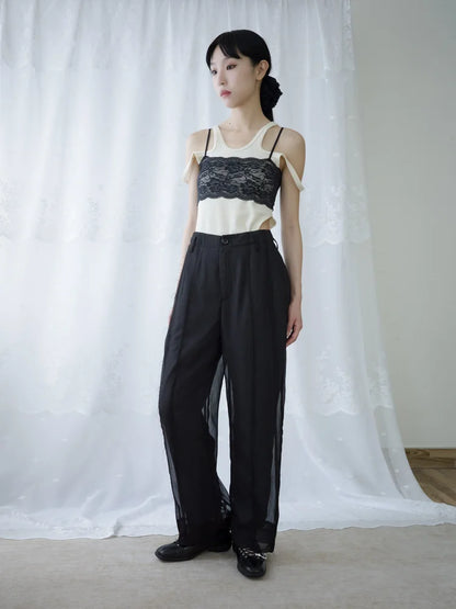 Tia Layered Trousers - Black Chiffon