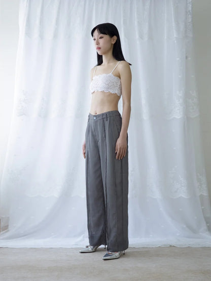 Tia Layered Trousers - Grey Chiffon