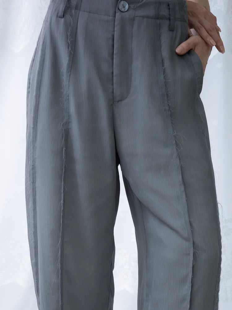 Tia Layered Trousers - Grey Chiffon