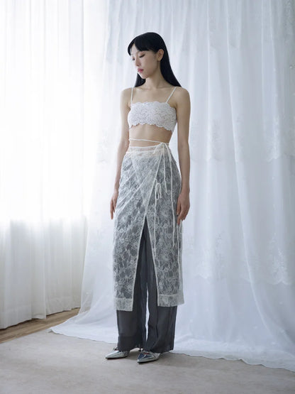 Tia Layered Trousers - Grey Chiffon