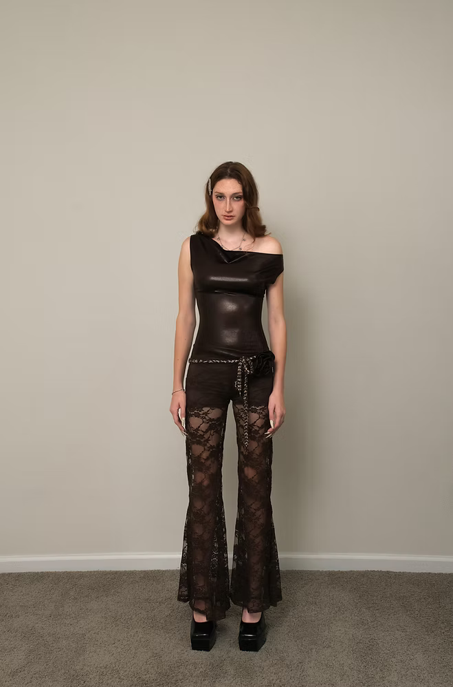 VALORA FAUX LEATHER TOP