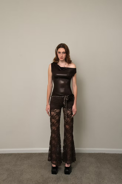 VALORA FAUX LEATHER TOP