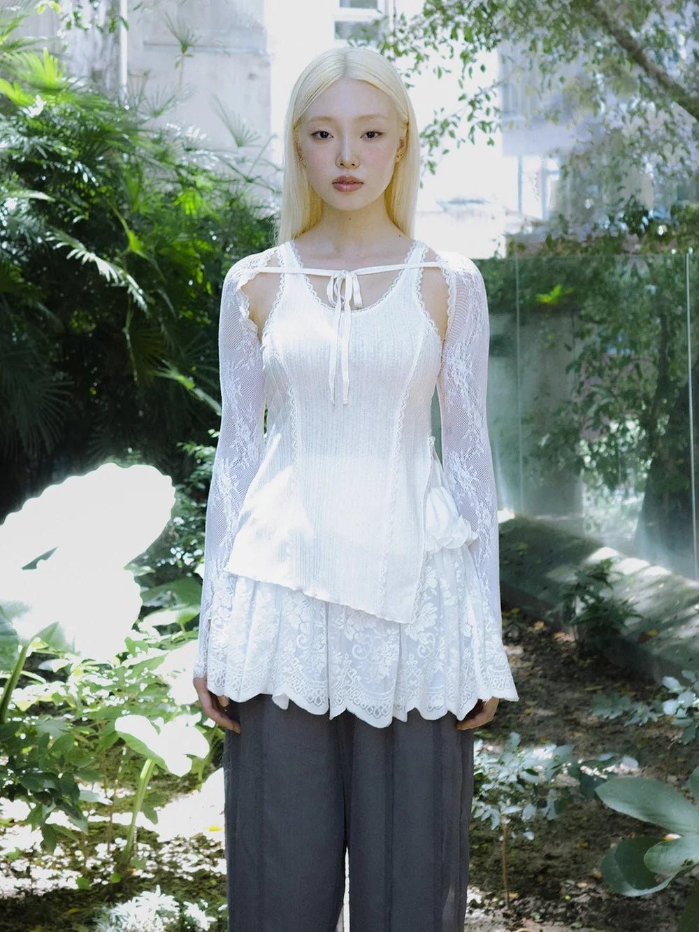 Sophie Lace Trim Tank Top - White