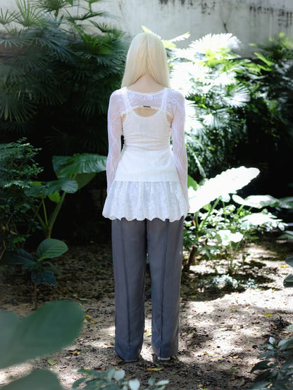 Sophie Lace Trim Tank Top - White