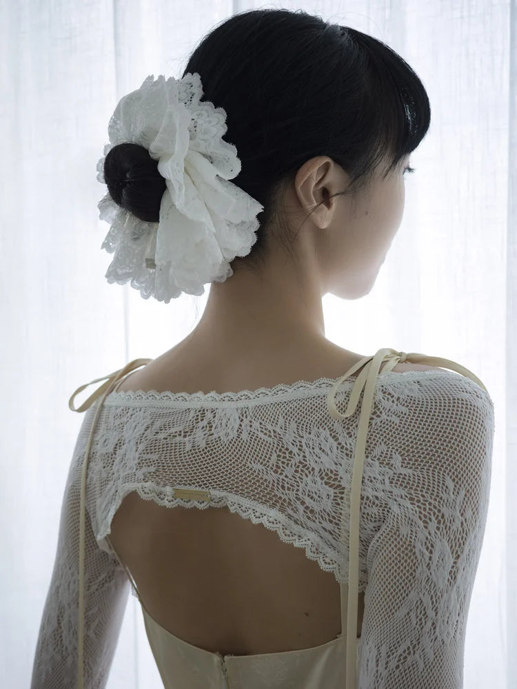 Marie Lace Scrunchies - White