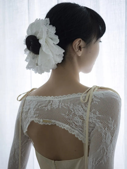 Marie Lace Scrunchies - White