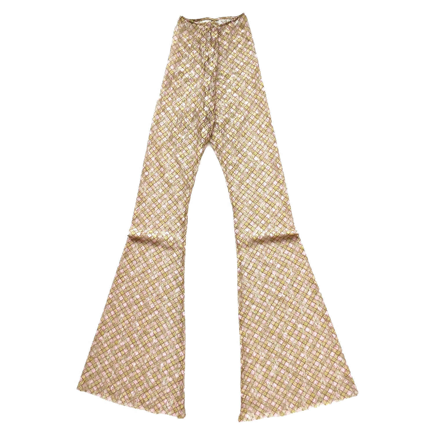 Plaid Lace Bell Bottom Pants Fenlü